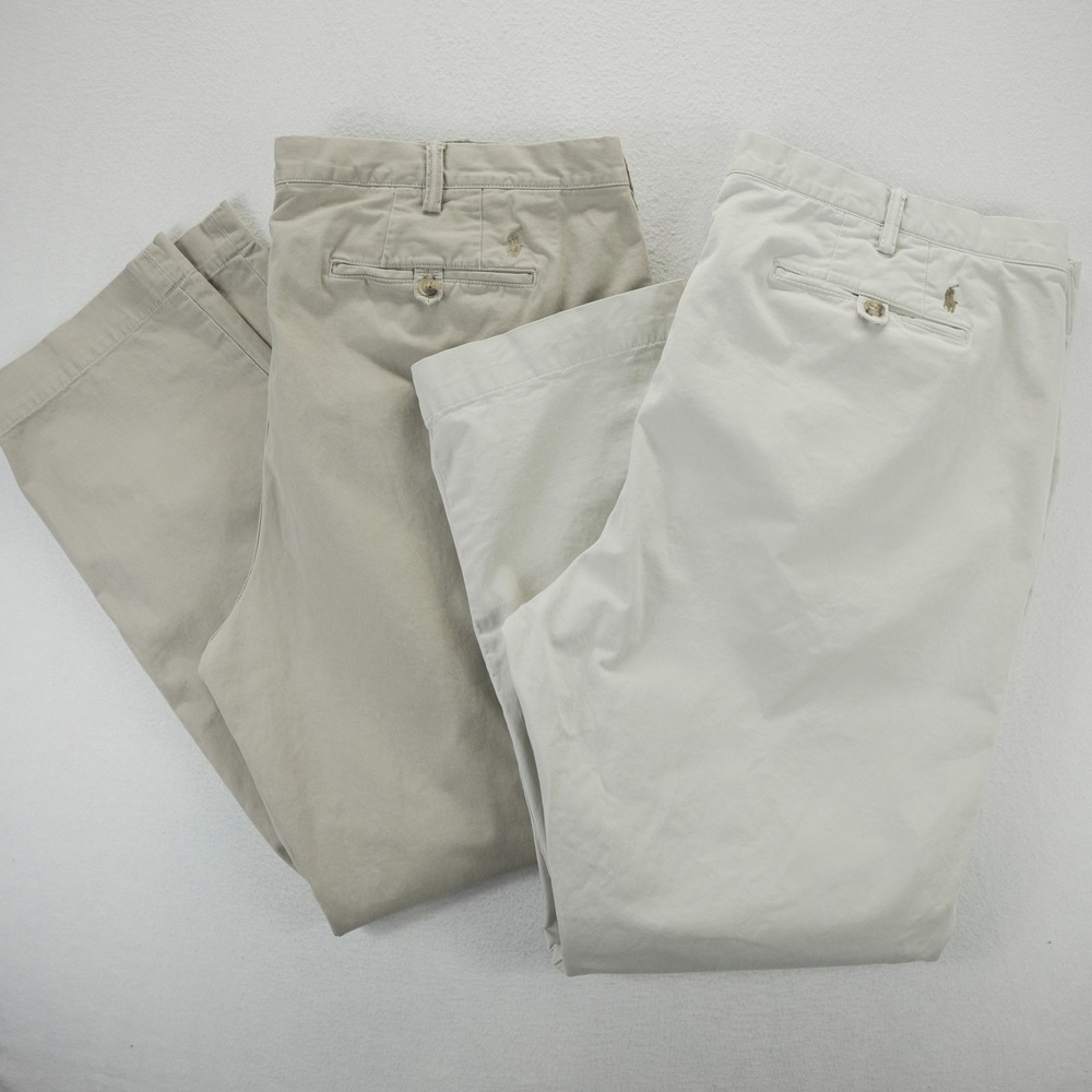 Polo Ralph Lauren Stretch Straight Fit Chino Pants Lot of 2 Khaki Tan Mens 42x32